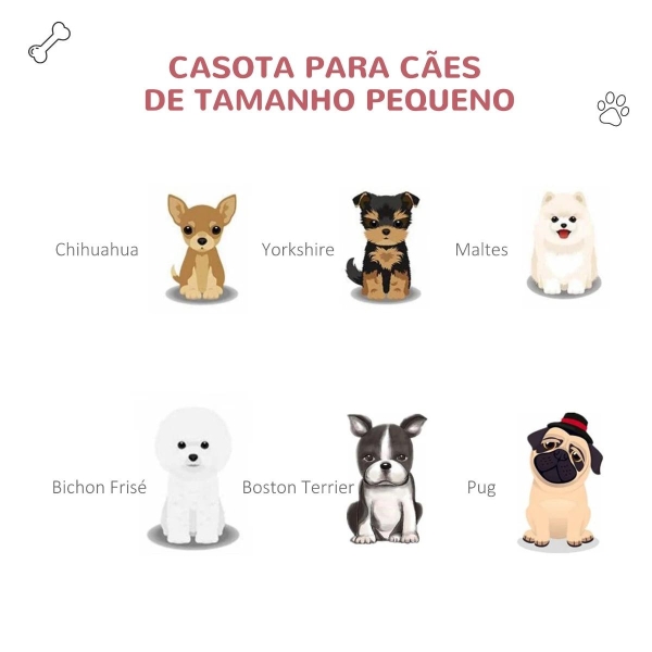 PawHut Casota para Cães com Porta Removível Base Elevada 3 Respiradouros e Janela Casota de Cães para Interior e Exterior 59x75x66cm Cinza e Vermelho - Image 7