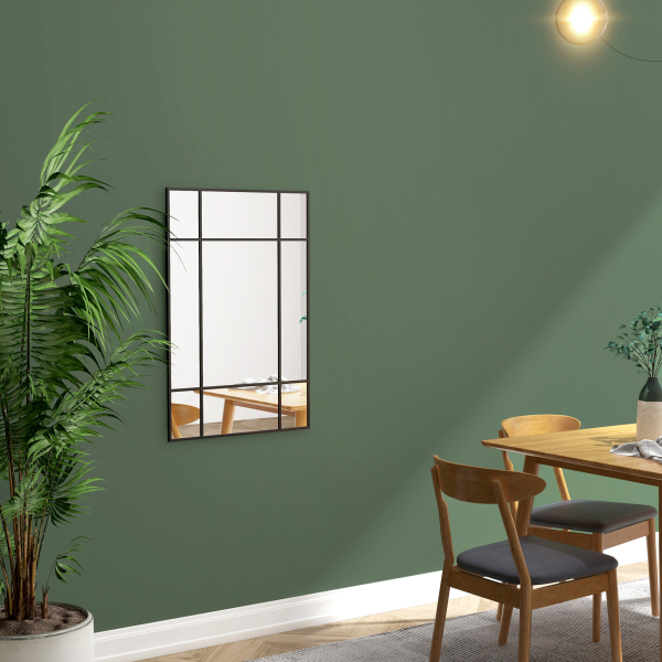 HOMCOM Espelho de Parede Retangular 90x60 cm com Moldura de Metal Espelho Decorativo para Sala Quarto Entrada Preto - Image 7