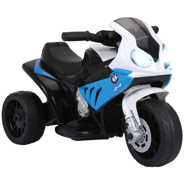 HOMCOM Mota Elétrica BMW para Crianças 6V com Faróis Música e Velocidade Máx. de 2,5 km/h 66x37x44 cm Azul