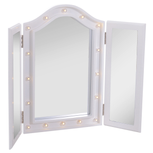 HOMCOM Espelho de Maquilhagem com Luz LED Dobrável Espelho Triplo de Mesa Presente Original para Mulher, 73x53,5x4,5cm