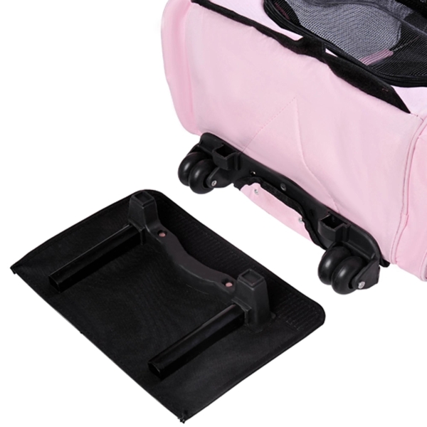 PawHut Transportadora 2 em 1 para Animais de Estimação Mochila ou Carrinho de Viagem para Cães e Gatos com 2 Rodas Alça Retrátil de Alumínio e Bolso de Armazenamento 42x25x55cm Rosa - Image 9