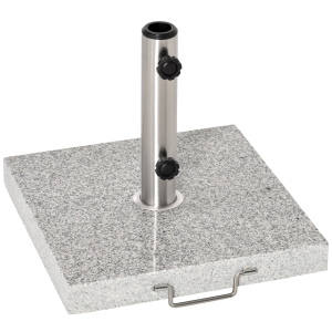 Outsunny Base para Chapéu de Sol de Mármore Universal com 2 Rodas e Alça de Transporte para Mastros de Ø35/38/42mm Suporte para Chapéu de Sol de Exterior 42x42x36cm Cinza