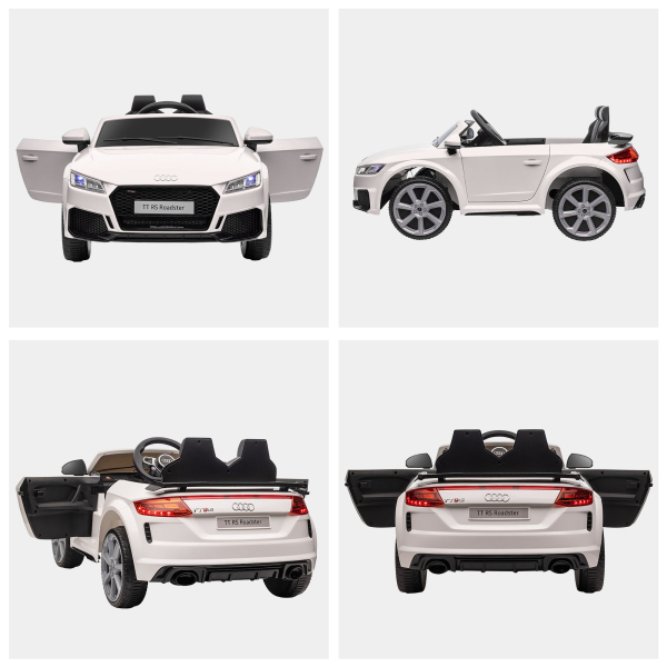 HOMCOM Carro Elétrico Audi TT para Crianças acima de 3 Anos com Controlo Remoto Música e Luzes Bateria 12V 102x60x44 cm Branco - Image 8