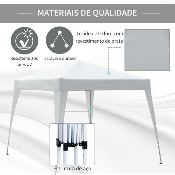 Outsunny Tenda Dobrável Tenda com Desenho Pop Up para Jardim Campismo Festas Eventos Aço e Oxford 297x297x250 cm Branco - Image 4