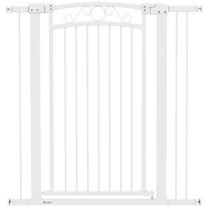 PawHut Barreira de Segurança para Cães Extensível Barreira para Animais de Estimação com Duplo Bloqueio 76-102x4x104 cm Branco