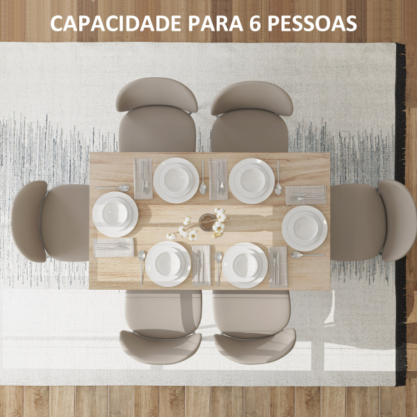 HOMCOM Mesa de Jantar Mesa Retangular para 6 Pessoas Mesa de Refeição para Cozinha Sala de Jantar 140x80x78 cm Madeira - Image 4
