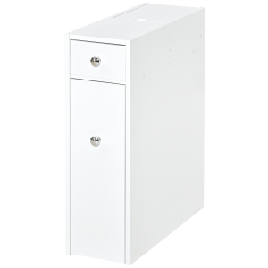 HOMCOM Armário Auxiliar de Casa de Banho Estreito com 2 Gavetas e Compartimento Superior com Tampa 17x48x58cm Branco