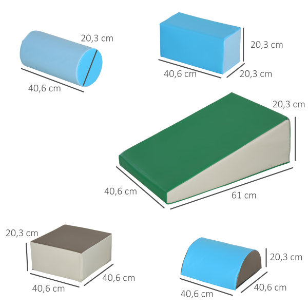 HOMCOM Conjunto de 5 Blocos de Psicomotricidade para Crianças Blocos de Construção Brinquedo para Aprendizagem Multicor - Image 3