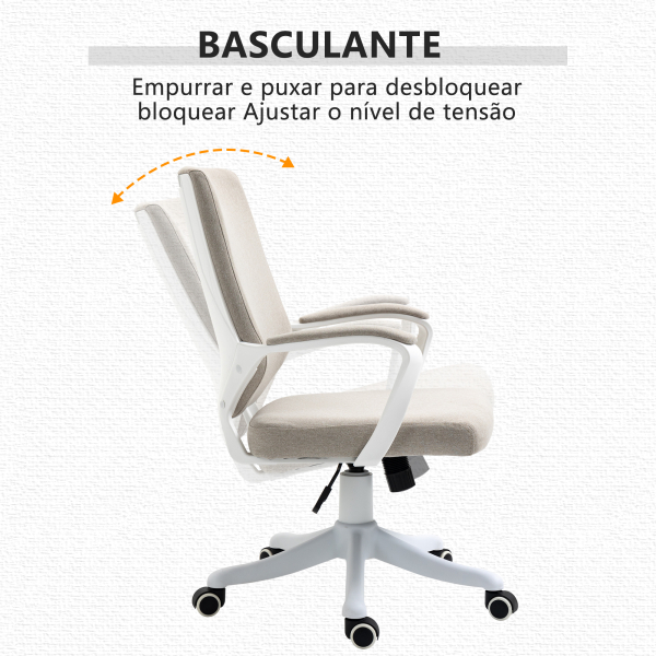 Vinsetto Cadeira de Escritório Ergonómica Giratória e com Altura Ajustável e Suporte Lombar 62x69x92-100 cm Bege - Image 5