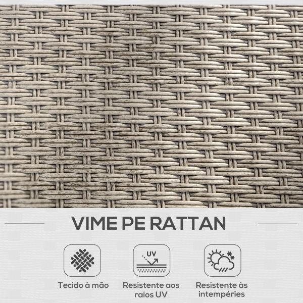 Outsunny Conjunto de Jardim em Vime Sintético Conjunto de Móveis de Exterior com Sofá de 4 Módulos 1 Mesa de Centro e Almofadas Cinza - Image 4