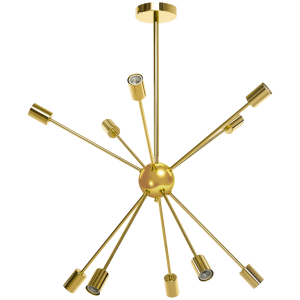 HOMCOM Candeeiro Suspenso Elegante de Metal Suporte para Lâmpada E27 Máx. 25W para Sala de Estar Sala de Jantar 65x65x78,5cm Dourado