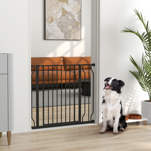 PawHut Barreira de Segurança para Cães Extensível para Escadas e Portas 75-95 cm com 1 Extensão e 10 cm Altura 76 cm Preto - Image 2