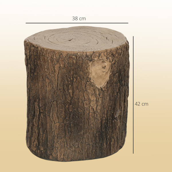 Outsunny Banco de Jardim Decorativo em Forma de Cepo de Árvore Uso Multifuncional Estável e Resistente Banco para Exterior Ø38x42 cm Madeira - Image 3