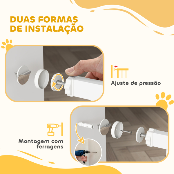 PawHut Barreira de Segurança para Cães Extensível Barreira para Animais de Estimação com Duplo Bloqueio 76-102x4x104 cm Branco - Image 6