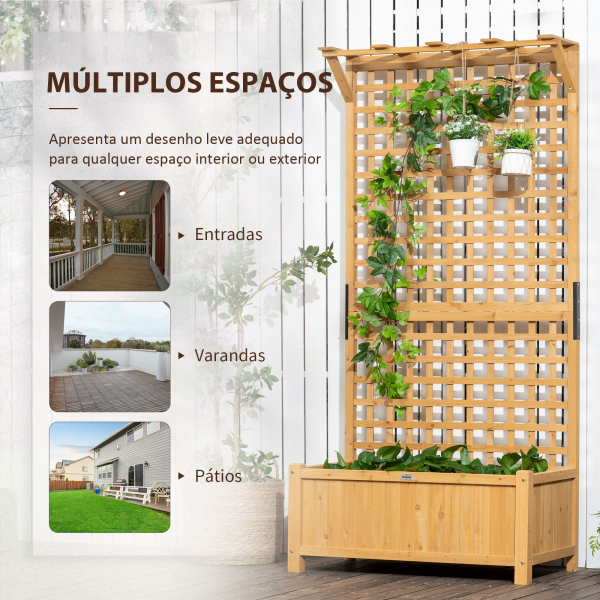 Outsunny Floreira com Treliça de Madeira Caixa de Plantio com Suporte para Plantas Trepadeiras 90x45x183cm Madeira - Image 6