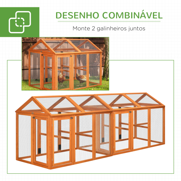 PawHut Galinheiro para Exterior 140x88,5x106 cm para 1-3 Galinhas com Estrutura de Madeira e 2 Portas com Fechadura  Madeira - Image 7