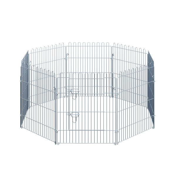 PawHut Parque para Animais de Estimação com 8 Paineis 63x76cm Cerca para Animais de Estimação com Porta com Trava para Jardim Pátio Exterior Prata