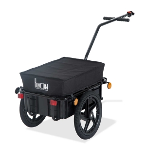 HOMCOM Reboque de Bicicleta para Carrinho de Carga 40kg com Capa em Tecido Oxford Refletores Estrutura em Aço e Alças para Bagagem 144x59x80 cm Preto