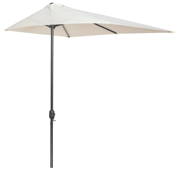 Outsunny Meia chapéu de sol 230x130x245 cm chapéu de sol para Parede Jardim com Manivela e Vara Metálica Ø38 mm Terraço Varanda Creme - Image 4