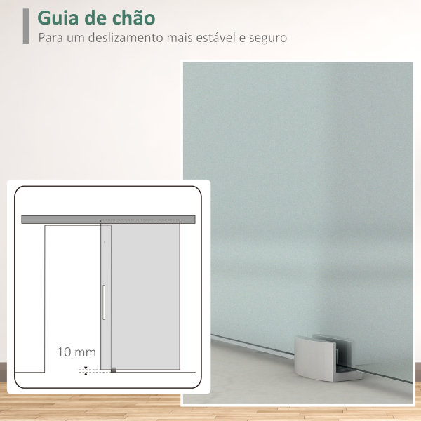 HOMCOM Porta de Correr de Vidro 102,5x205 cm Porta de Correr de Vidro com Trilho Translúcida - Image 5