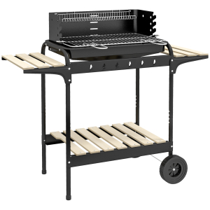 Outsunny Barbecue a Carvão com Rodas Portátil com Grelha Ajustável em Altura para Piquenique Campismo 103x47x95 cm Preto
