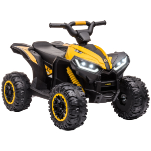 HOMCOM Quadriciclo Elétrico para Crianças de 3-5 Anos Veículo Eléctrico a Bateria 12V com 2 Motores 83x53x55,5 cm Amarelo