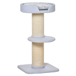 PawHut Arranhador para Gatos Altura 91 cm de 3 Níveis com Ninho Plataforma e Poste de Sisal 45x45x91 cm Azul Claro