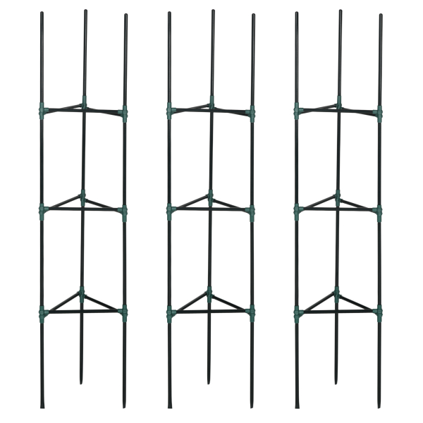 Outsunny Conjunto de 3 Suportes para Plantas Trepadeiras Torre de Treliça para Plantas Frutas Verduras 38x38x182 cm Verde