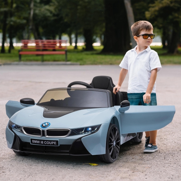 HOMCOM Carro Elétrico BMW I8 COUPE para Crianças com Bateria 6V Controlo Remoto e Manual Música MP3 e Faróis 115x72,5x46 cm Azul - Image 2