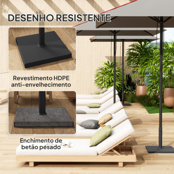 Outsunny Base para Chapéu de Sol de 14,5 kg Preenchido com Cimento para Chapéus de Sol com Mastro de Ø38/48 mm 44x44x30 cm Preto - Image 5