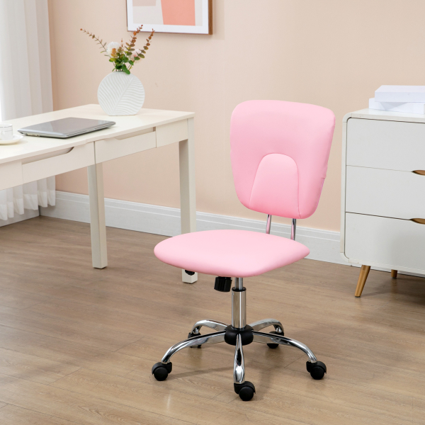 Vinsetto Cadeira de Escritório Giratória de Couro PU com Altura Ajustável e Função Basculante 50x54x87,5-96,5 cm Rosa - Image 2