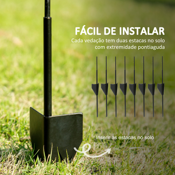 Outsunny Cercas de Jardim de 4 Painéis 88x110 cm Cercas de Jardim Metálicas Cercas Decorativas com Ângulo Ajustável Preto - Image 4