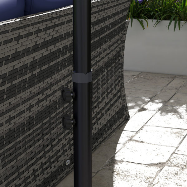 Outsunny Chapéu de Sol Excêntrico 294x193 cm Chapéu de Sol de Jardim com Base Cruzada e Manivela Impermeavel Proteção UV Marrom - Image 9