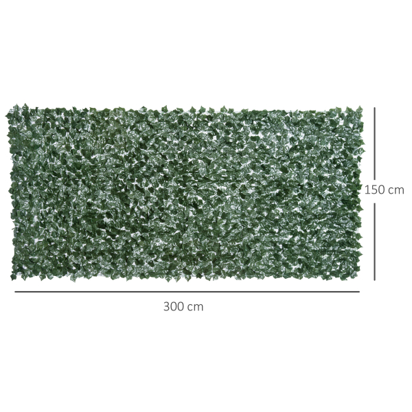 Outsunny Vedação Artificial em Rolo 3,1,5m Vedação de Privacidade para Balcão Jardim Exterior Planta Decorativa de Parede PE Verde - Image 3