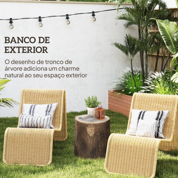 Outsunny Banco de Jardim Decorativo em Forma de Cepo de Árvore Uso Multifuncional Estável e Resistente Banco para Exterior Ø38x42 cm Madeira - Image 4