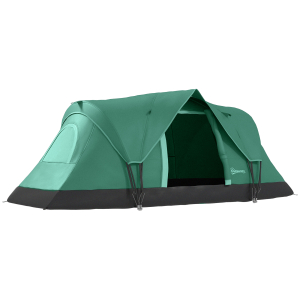 Outsunny Tenda de Campismo para 5-6 Pessoas Impermeável + Anti UV com Bolsa de Transporte e Gancho para Luz 455x230x180cm Verde