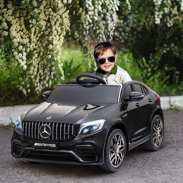 HOMCOM Carro Elétrico Mercedes AMG 12V para Crianças de 3-5 Anos com Controle Remoto Música Luzes Abertura da Porta 115x70x55cm Preto - Image 2