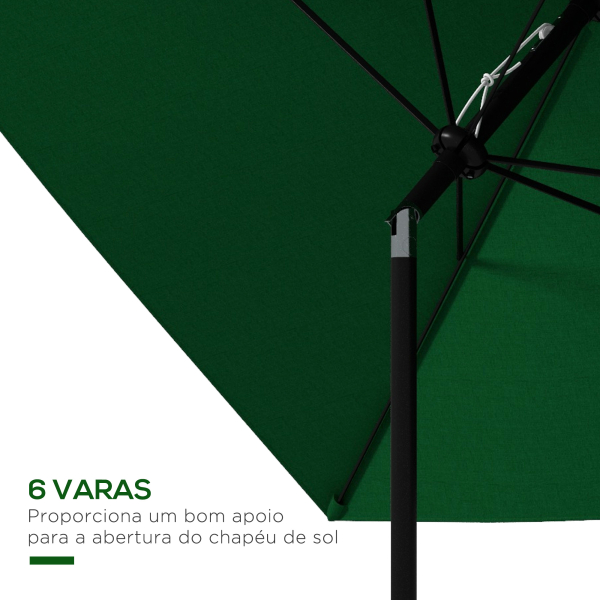 Outsunny Chapéu de Sol de Jardim 300x200x248 cm Proteção UV50+ Inclinável com Teto de Ventilação e Manivela para Terraço Verde - Image 6