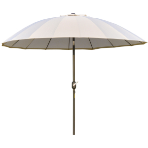 Outsunny Chapéu de Sol de Jardim Ø2,5x2,4 m com Manivela Manual Mastro Flexível Impermeável e 18 Varas para Exterior Creme