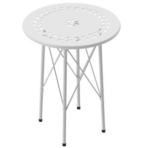 Outsunny Mesa de Jardim Redonda Mesa de Varanda Ø40x50 cm com Pés Ajustáveis e Estrutura em Forma de X para Exterior e Interior Branco