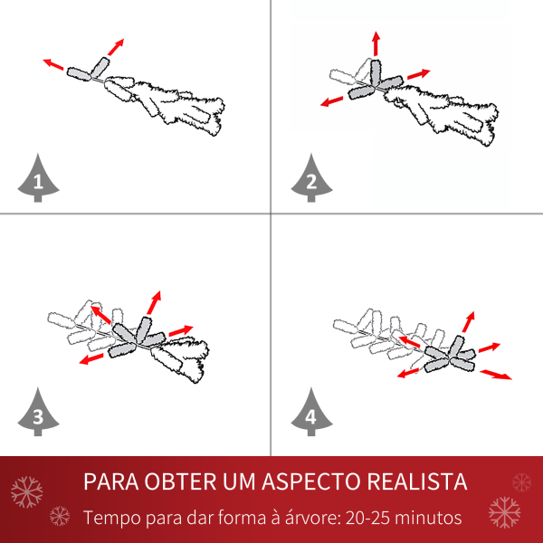 HOMCOM Árvore de Natal Artificial Ø90x180cm com 1111 Ramos de PVC e 59 Pinhas Base Dobrável e Suporte de Aço Decoração de Natal para Interiores Verde - Image 5