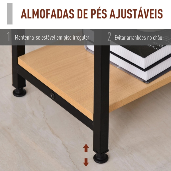 HOMCOM Mesa para Computador com 2 Prateleiras Pés Ajustáveis ​​106x50x76 cm Cor Madeira - Image 7