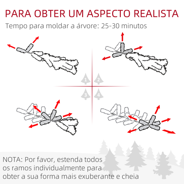HOMCOM Árvore de Natal Artificial Nevada 180 cm com 508 Ramos 49 Pinhas Base Dobrável e Suporte de Aço Ø73x180 cm Verde e Branco - Image 7