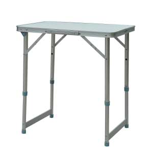 Outsunny Mesa de Campismo Dobrável e Ajustável de 47,5 a 64 cm- Cor: Branco- Alumínio e MDF- 60 x 45 x 64 cm