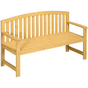 Outsunny Banco de Jardim de 2 Lugares com Encosto Apoio para os Braços Terraço Varanda Exterior Carga 240 kg 143x51x85 cm Madeira