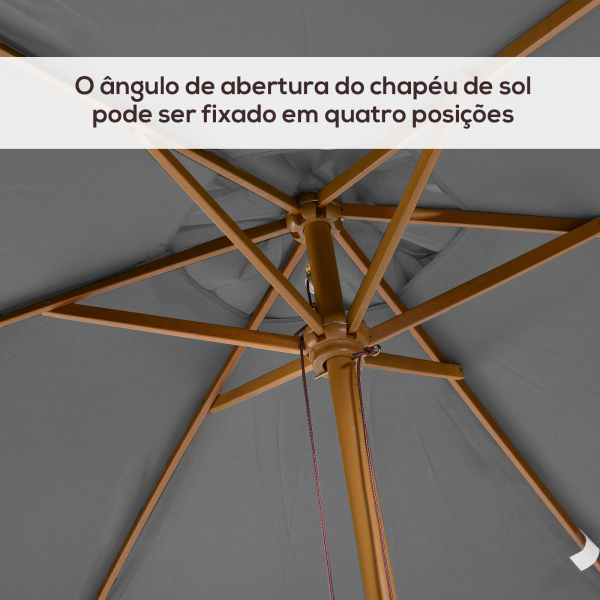 Outsunny Chapéu de Sol de Jardim com Sistema de Polea Teto Ventilado e Mastro de Madeira para Exterior 2,95x2x2,55m Cinzento - Image 5