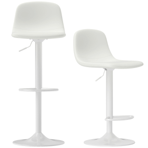 HOMCOM 2 Bancos de Bar Reguláveis em Altura 84-104 cm com Encosto e Apoio para os Pés Estofadas em PU Giratórias em 360° Branco