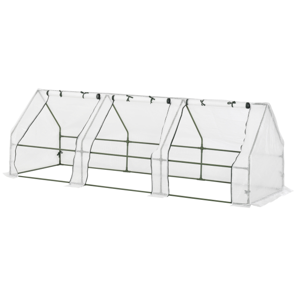 Outsunny Estufa de Jardim Terraço 270x90x90 cm Tipo Casa Tubo de Aço com 3 Janelas Estufa Pequena para Cultivo de Plantas Branco Translúcido - Image 9