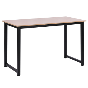 HOMCOM Secretária Moderna Mesa de Estudo com Estrutura de Aço e Pés Ajustáveis Mesa de Computador 120x60x76 cm Madeira e Preto