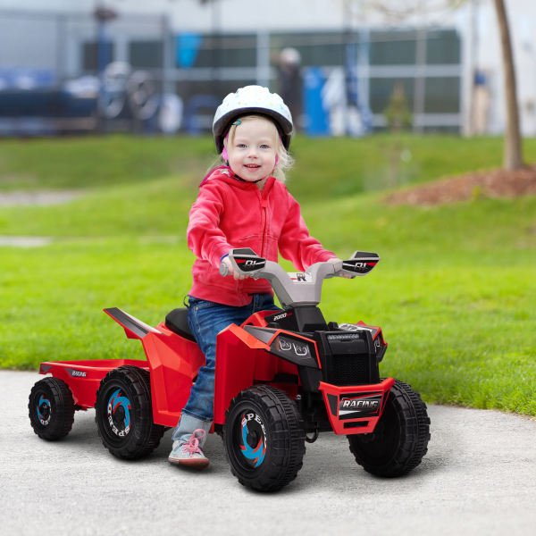 HOMCOM Quadriciclo Elétrico para Crianças com Reboque Bateria 6V de 18-36 Meses com Velocidade 2,5 km/h 106x41,5x48,5 cm Vermelho - Image 2
